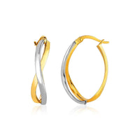 Thumbnail for 14k Two-Tone Gold Twisted Style Polished Hoop Earrings Earrings Angelucci Jewelry   