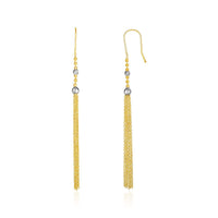 Thumbnail for 14k Two-Tone Yellow and White Gold Ball and Multi-Strand Tassel Earrings Earrings Angelucci Jewelry   