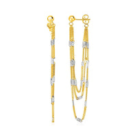 Thumbnail for Hanging Chain Earrings with Rectangular Accents in 14k Yellow and White Gold Earrings Angelucci Jewelry   