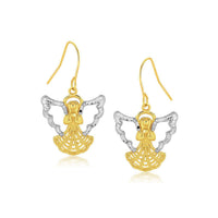 Thumbnail for Two-Tone Angel Drop Earrings in 10k Gold Earrings Angelucci Jewelry   