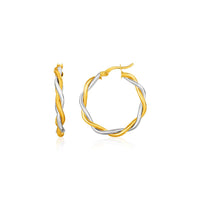Thumbnail for Two-Tone Twisted Wire Round Hoop Earrings in 10k Yellow and White Gold Earrings Angelucci Jewelry   