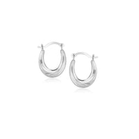 Thumbnail for 10k White Gold Oval Hoop Earrings Earrings Angelucci Jewelry   