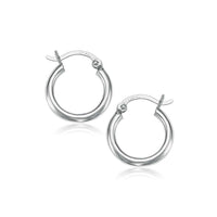 Thumbnail for 10k White Gold Polished Hoop Earrings (15 mm) Earrings Angelucci Jewelry   