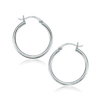 Thumbnail for 10k White Gold Polished Hoop Earrings (25 mm) Earrings Angelucci Jewelry   