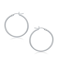 Thumbnail for 10k White Gold Polished Hoop Earrings (30 mm) Earrings Angelucci Jewelry   