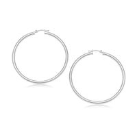 Thumbnail for 10k White Gold Polished Hoop Earrings (30 mm) Earrings Angelucci Jewelry   