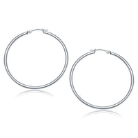 Thumbnail for 10k White Gold Polished Hoop Earrings (40 mm) Earrings Angelucci Jewelry   