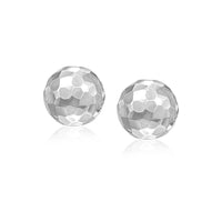 Thumbnail for 14k White Gold 7mm Round Faceted Style Stud Earrings Earrings Angelucci Jewelry   