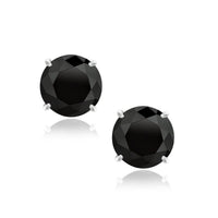 Thumbnail for 14k White Gold 8.0mm Round Black CZ Stud Earrings Earrings Angelucci Jewelry   