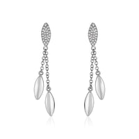 Thumbnail for 14k White Gold and Diamond Puff Marquise Dangle Earrings (1/4 cttw) Earrings Angelucci Jewelry   
