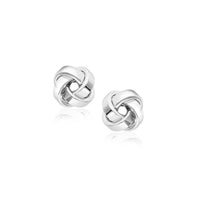 Thumbnail for 14k White Gold Classic Love Knot Stud Earrings Earrings Angelucci Jewelry   