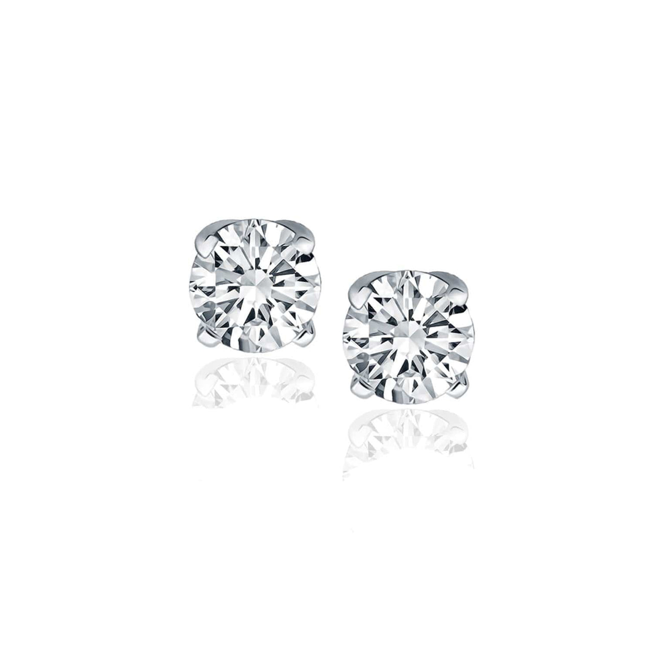 14k White Gold Diamond Four Prong Stud Earrings (1 cttw) Earrings Angelucci Jewelry   
