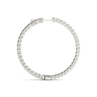 Thumbnail for 14k White Gold Diamond Hoop Earrings with Shared Prong Setting (2 cttw) Earrings Angelucci Jewelry   
