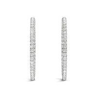 Thumbnail for 14k White Gold Diamond Hoop Earrings with Shared Prong Setting (2 cttw) Earrings Angelucci Jewelry   
