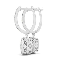 Thumbnail for 14k White Gold Double Halo Cushion Outer Shaped Diamond  Earrings (3/4 cttw) Earrings Angelucci Jewelry   