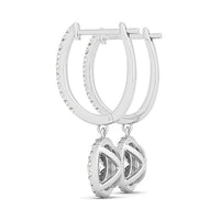 Thumbnail for 14k White Gold Double Halo Round Diamond Drop Earrings (1 cttw) Earrings Angelucci Jewelry   
