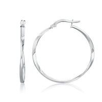 Thumbnail for 14k White Gold Mobius Twisted Hoop Earrings Earrings Angelucci Jewelry   