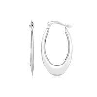 Thumbnail for 14k White Gold Polished Graduated Oval Hoop Earrings Earrings Angelucci Jewelry   