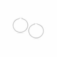 Thumbnail for 14k White Gold Polished Hoop Earrings (15 mm) Earrings Angelucci Jewelry   