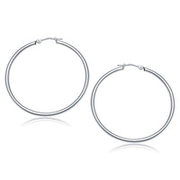 Thumbnail for 14k White Gold Polished Hoop Earrings (40 mm) Earrings Angelucci Jewelry   