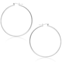 Thumbnail for 14k White Gold Polished Hoop Earrings (45 mm) Earrings Angelucci Jewelry   
