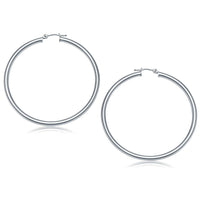 Thumbnail for 14k White Gold Polished Hoop Earrings (50 mm) Earrings Angelucci Jewelry   