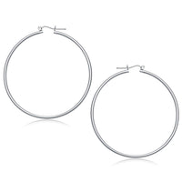 Thumbnail for 14k White Gold Polished Hoop Earrings (60 mm) Earrings Angelucci Jewelry   