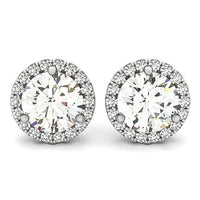 Thumbnail for 14k White Gold Round Prong Halo Style Earrings (1 cttw) Earrings Angelucci Jewelry   