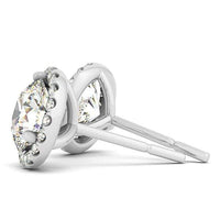 Thumbnail for 14k White Gold Round Prong Halo Style Earrings (1 cttw) Earrings Angelucci Jewelry   