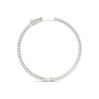 Thumbnail for 14k White Gold Slim Two Sided Diamond Hoop Earrings (1 1/2 cttw) Earrings Angelucci Jewelry   
