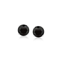 Thumbnail for 14k White Gold Stud Earrings with Black 6mm Faceted Cubic Zirconia Earrings Angelucci Jewelry   