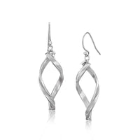 Thumbnail for 14k White Gold Twisted Freeform Oval Drop Earrings Earrings Angelucci Jewelry   