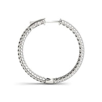 Thumbnail for 14k White Gold Two Row Pave Set Diamond Hoop Earrings (7 cttw) Earrings Angelucci Jewelry   