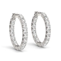 Thumbnail for 14k White Gold Two Sided Prong Set Diamond Hoop Earrings (3 1/2 cttw) Earrings Angelucci Jewelry   