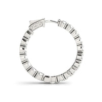 Thumbnail for 14k White Gold Two Sided Prong Set Diamond Hoop Earrings (3 1/2 cttw) Earrings Angelucci Jewelry   