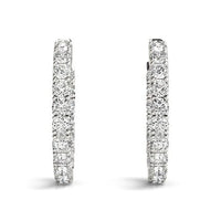 Thumbnail for 14k White Gold Two Sided Prong Set Diamond Hoop Earrings (3 1/2 cttw) Earrings Angelucci Jewelry   