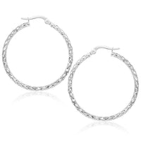 Thumbnail for Large Textured Hoop Earrings in 10k White Gold Earrings Angelucci Jewelry   