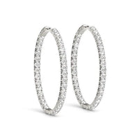 Thumbnail for Oval Shape Two Sided Diamond Hoop Earrings in 14k White Gold (2 cttw) Earrings Angelucci Jewelry   