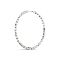 Thumbnail for Oval Shape Two Sided Diamond Hoop Earrings in 14k White Gold (2 cttw) Earrings Angelucci Jewelry   
