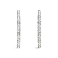 Thumbnail for Oval Shape Two Sided Diamond Hoop Earrings in 14k White Gold (2 cttw) Earrings Angelucci Jewelry   