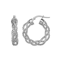 Thumbnail for Textured Braided Hoop Earrings in 14k White Gold Earrings Angelucci Jewelry   