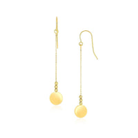 Thumbnail for 10k Yellow Gold Bead and Shiny Disc Drop Earrings Earrings Angelucci Jewelry   