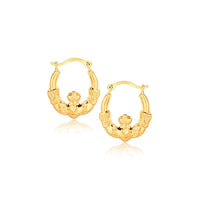 Thumbnail for 10k Yellow Gold Claddagh Hoop Earrings Earrings Angelucci Jewelry   
