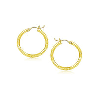 Thumbnail for 10k Yellow Gold Diamond Cut Hoop Earrings (15mm) Earrings Angelucci Jewelry   