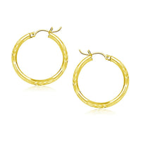 Thumbnail for 10k Yellow Gold Diamond Cut Hoop Earrings (20mm) Earrings Angelucci Jewelry   