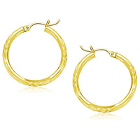 Thumbnail for 10k Yellow Gold Diamond Cut Hoop Earrings (25mm) Earrings Angelucci Jewelry   