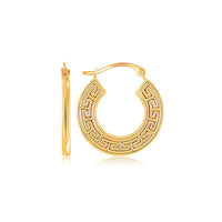 Thumbnail for 10k Yellow Gold Greek Key Small Hoop Earrings Earrings Angelucci Jewelry   