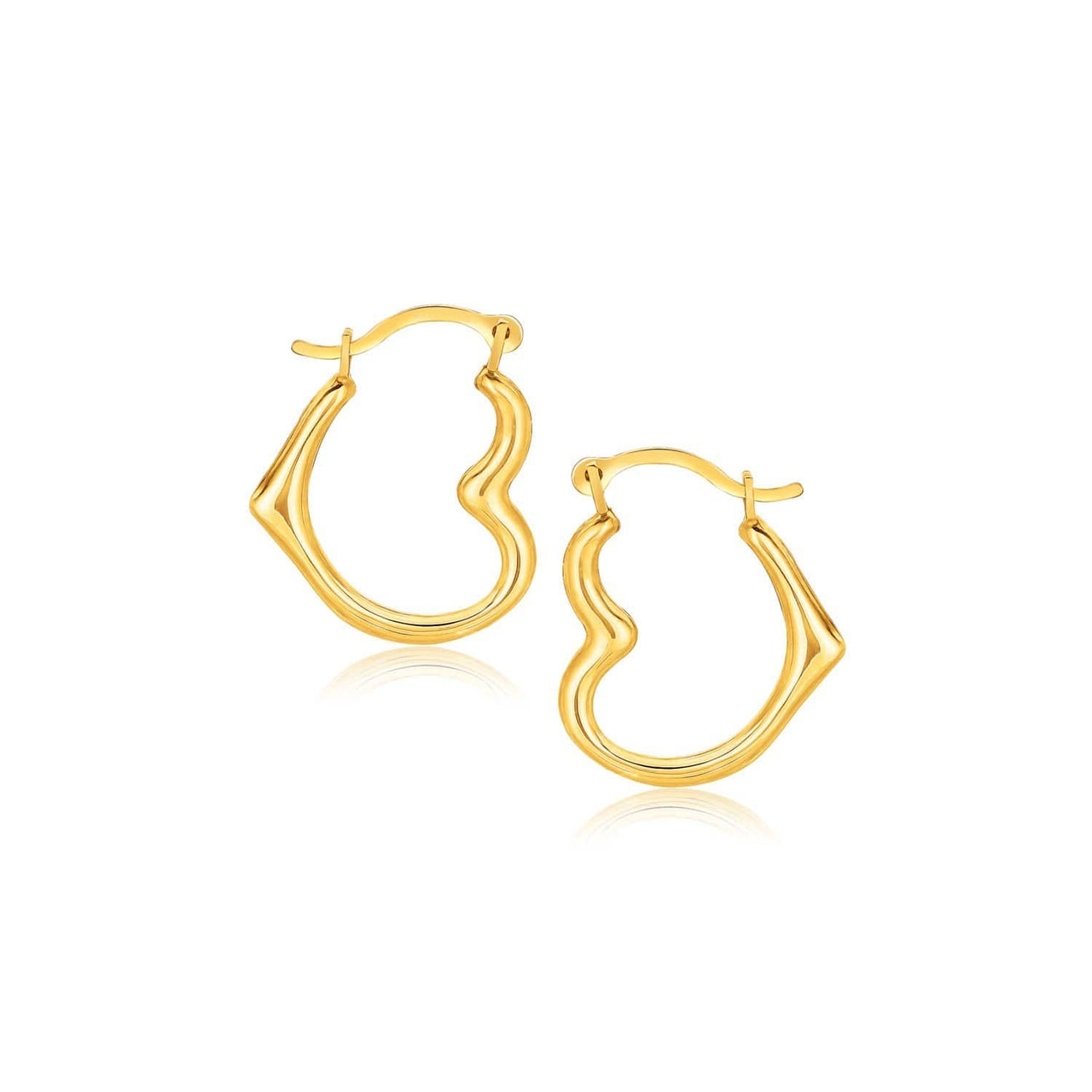 10k Yellow Gold Heart Hoop Earrings Earrings Angelucci Jewelry   