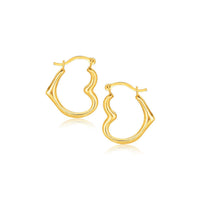 Thumbnail for 10k Yellow Gold Heart Hoop Earrings Earrings Angelucci Jewelry   
