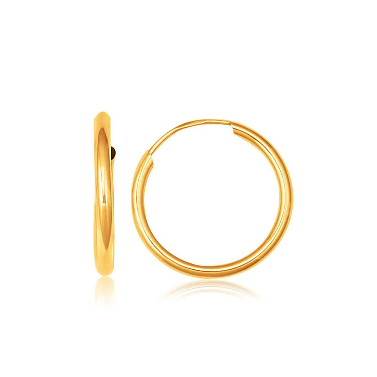 10k Yellow Gold Polished Endless Hoop Earrings (5/8 inch Diameter) Earrings Angelucci Jewelry   